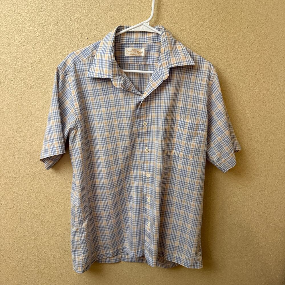 1970's Countess Mara plaid button shirt preppy Vintage lightweight casual Men XL